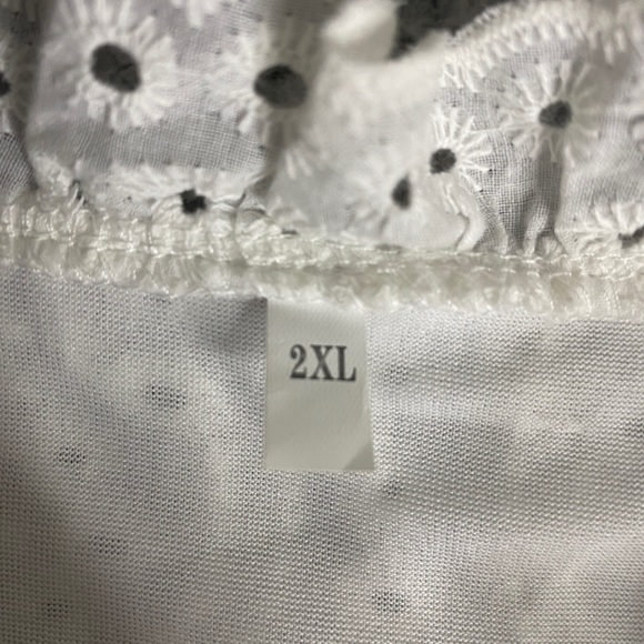 Womens 2XL Eyelet Hole Tiered Dress Long Maxi White peasant Cottagecore - Picture 6 of 12